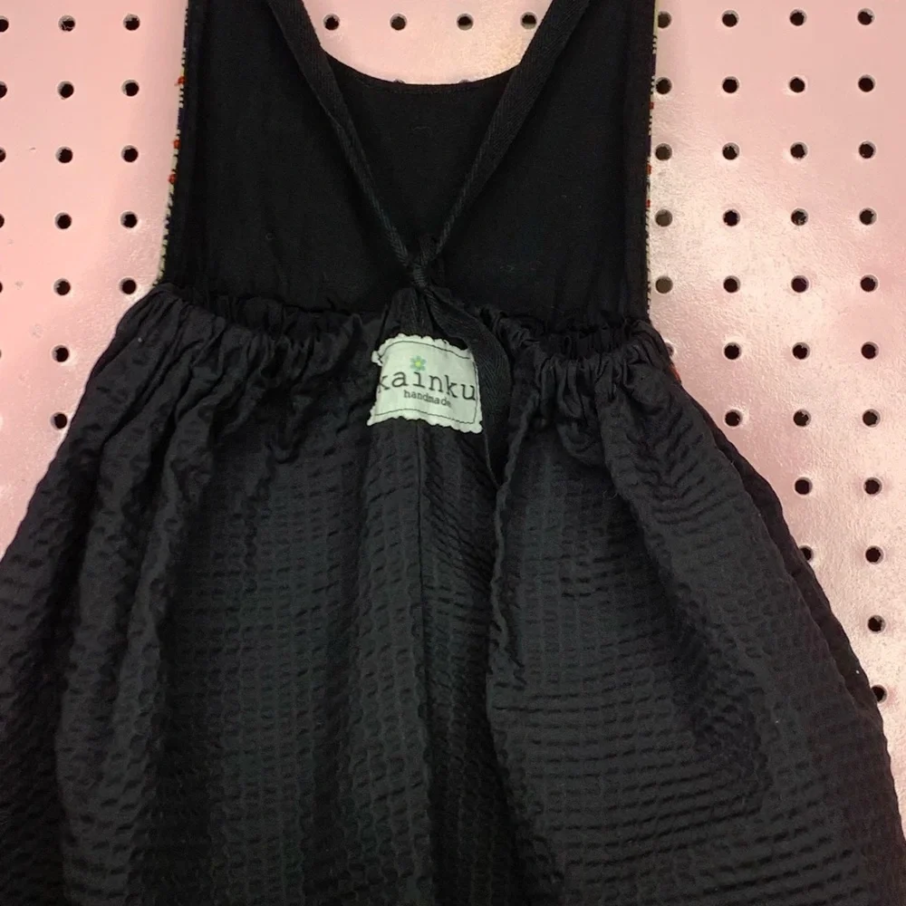 Kainku Handmade Boho Girls Dress Size 3T Navy Embroidered Boutique Style
